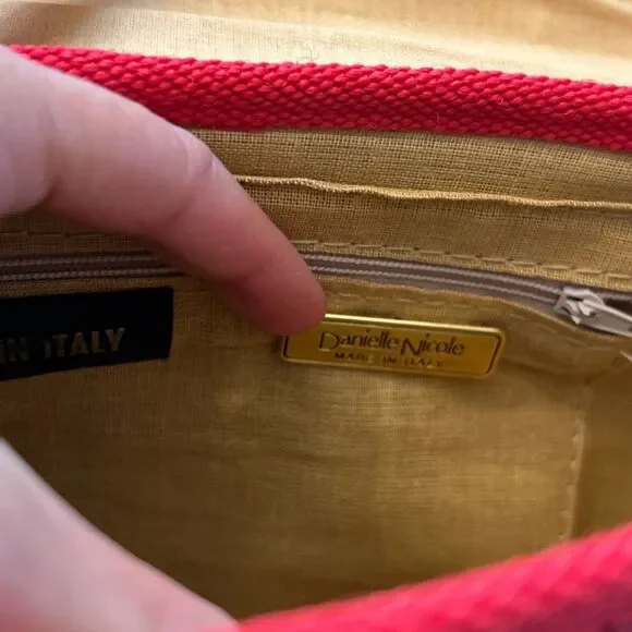 Vintage Danielle Nicole made in Italy basket weave straw handbag red - Picture 4 of 5